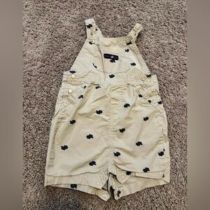 Kids Beige Overall Shorts with Navy Accents